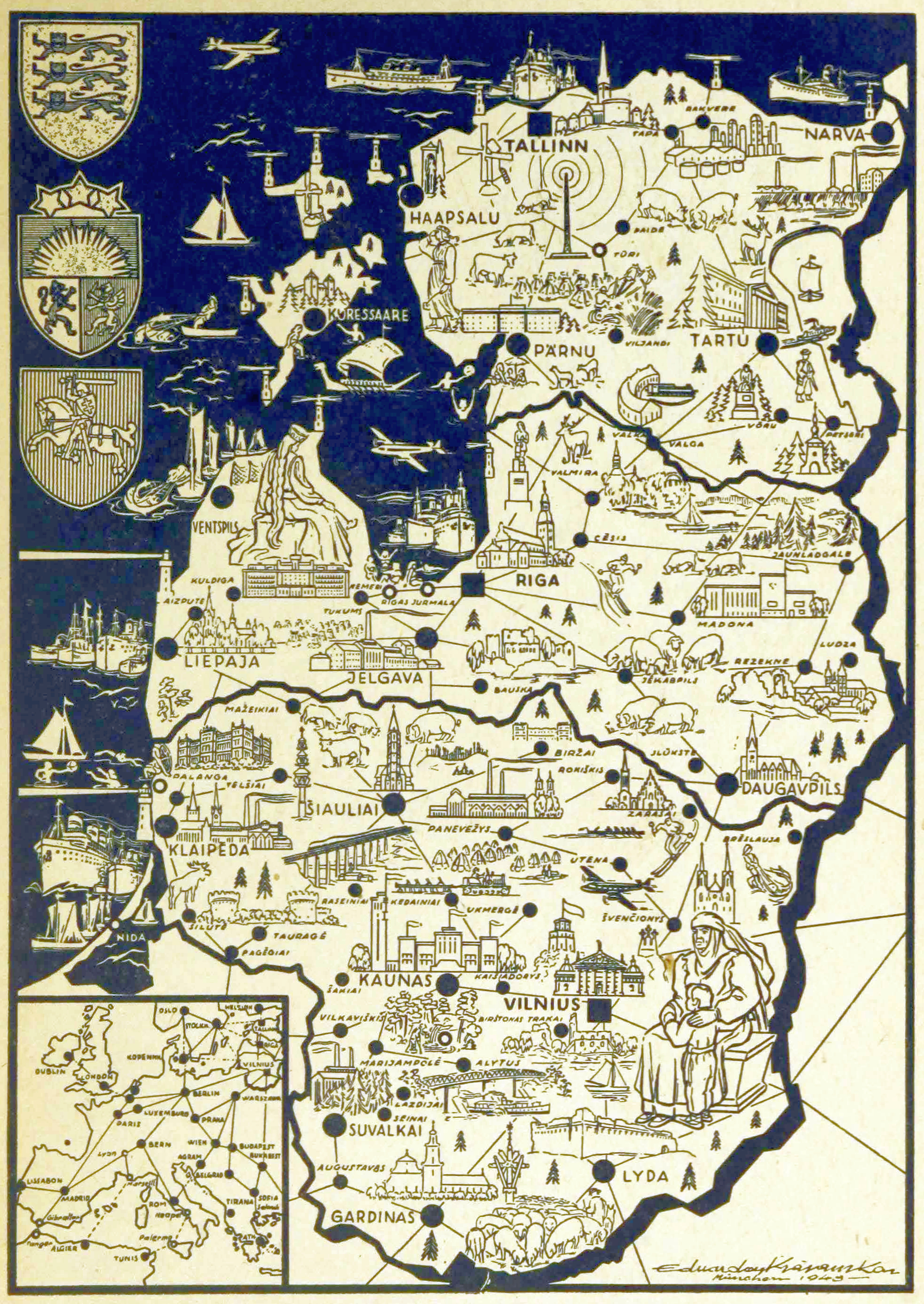 Karte der baltischen Laender 1948