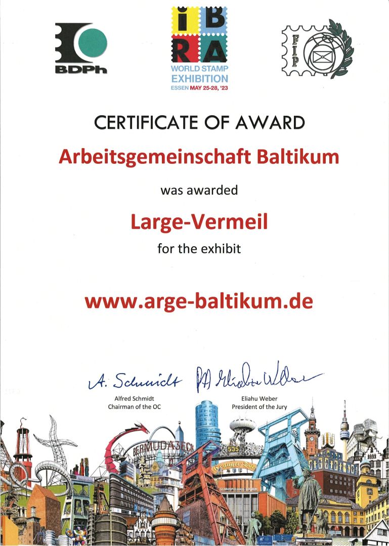 Das Web der ArGe Baltikum erzielte auf im internationalen Wettbewerb der IBRA 2023 in Essen eine Groß–Vermeil Medaille (85 Punkte).