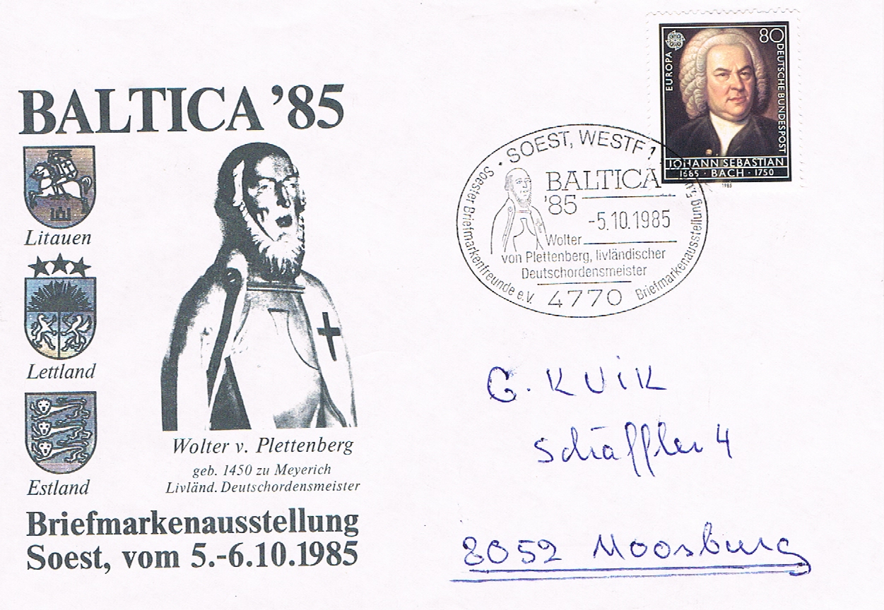Cover of the Baltica '85 with special cancellation, October 5, 1985