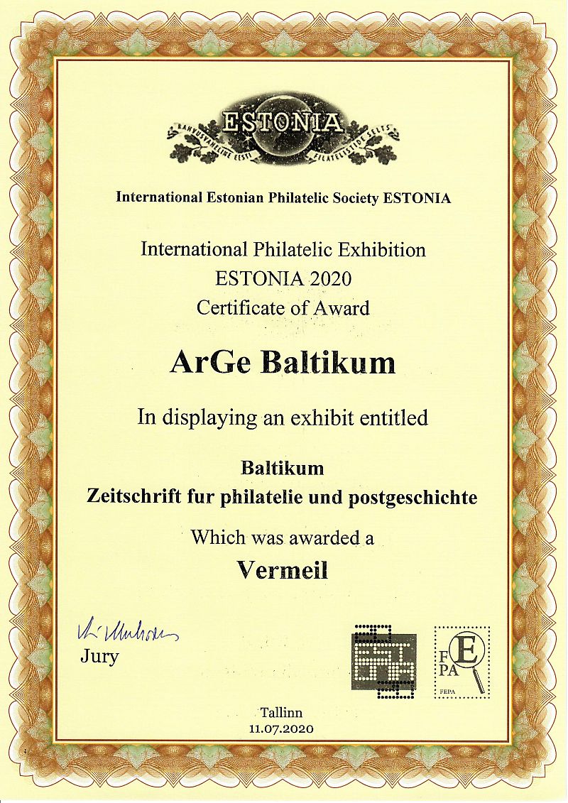 July 2020: Vermeil for the BALTIKUM at the International Competition Exhibition ESTONIA 2020