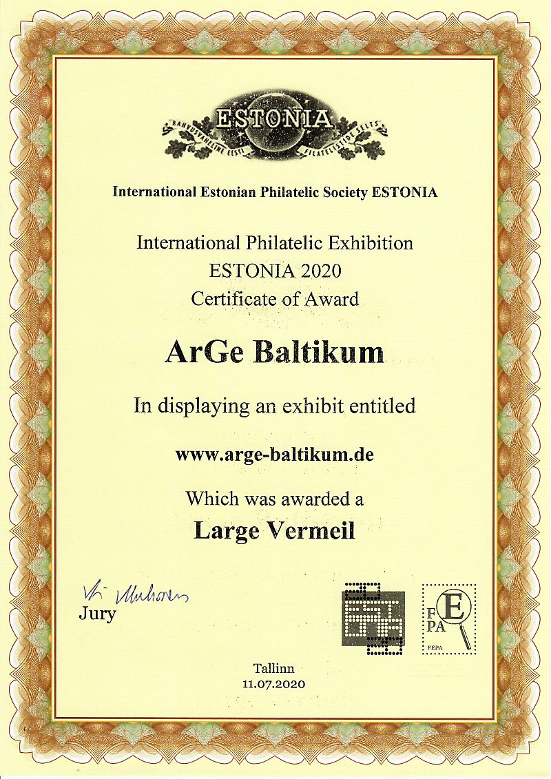 July 2020: Large Vermeil for the web arge-baltikum.de at the International Competition Exhibition ESTONIA 2020