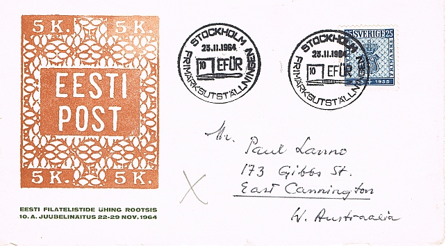 Cover 1964 from Stockholm to East Cannington / Australia