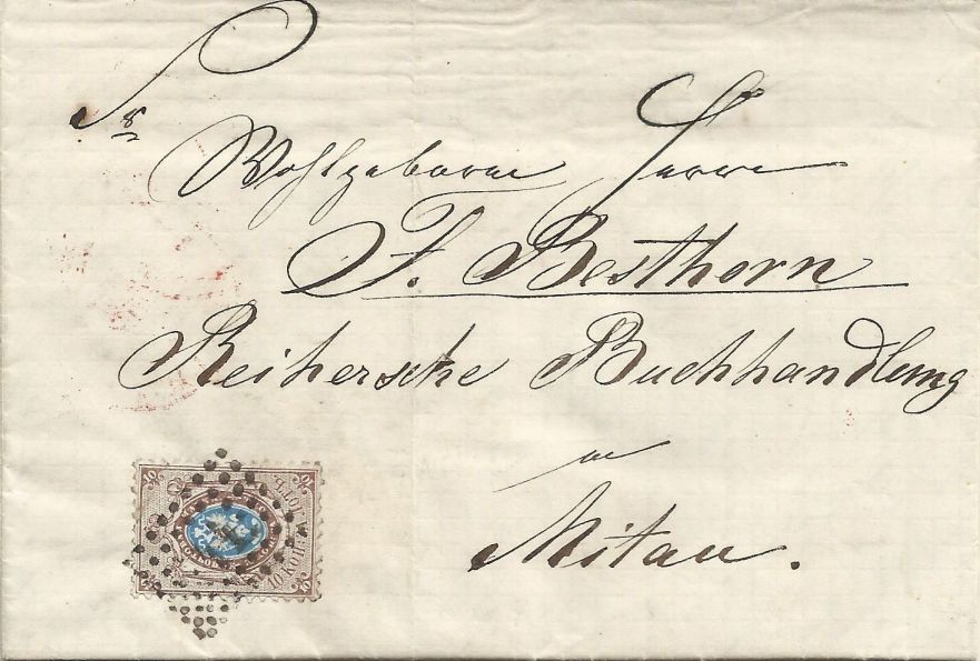 Brief 1862 von Dünaburg nach Mitau