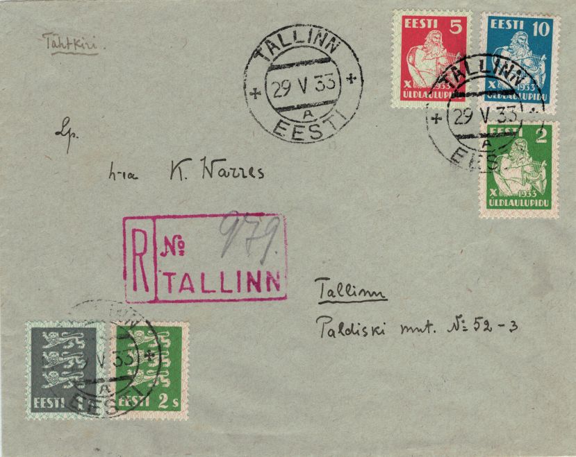 FDC 1933  local letter Tallinn