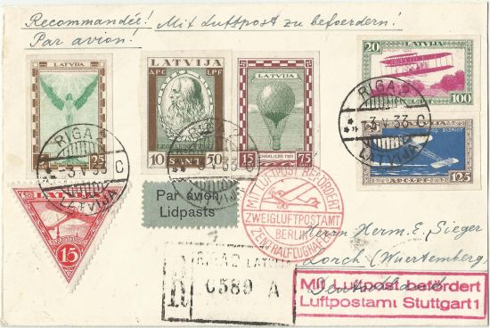 Satzbrief mit Flugpostmarken, 1333