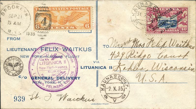 Waitkus-Brief mit eigenhändiger Unterschrift des Piloten