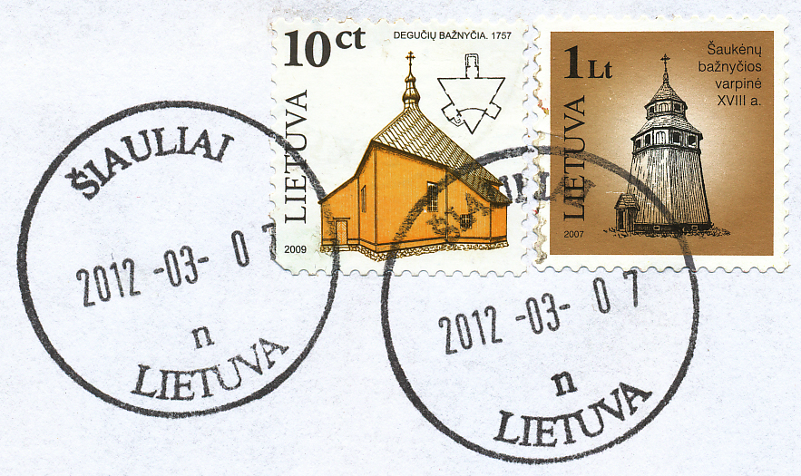 Postage stamp series, MiNr 924 I, 955 II postmark Šiauliai n