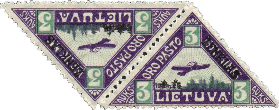 3rd airmail issue, triangular stamps