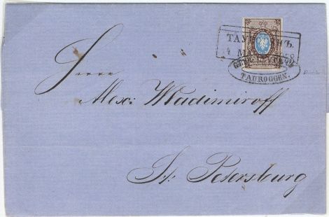 Letter from 1858 from Tauroggen to St. Petersburg