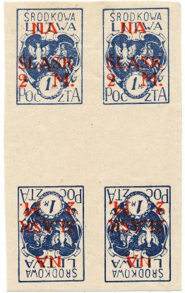 Michel no. 24B in reverse with overprint 'Na Slask' ('For Silesia')