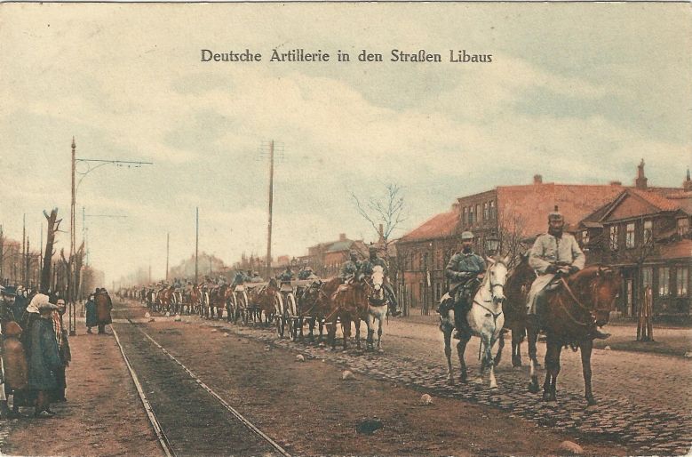 Postkarte 1915 deutsche Artillerie in Libau