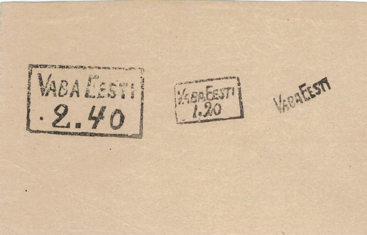 Local issue Moiseküll (Mõisaküla), specimen impressions of the overprint forms.