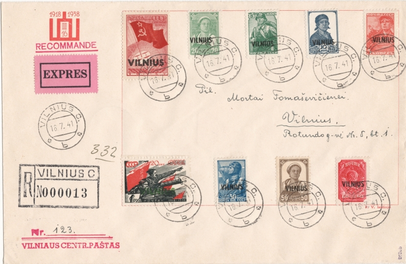 R-Express-FDC with the complete issue for the South-Lithuanian Vilnius area.