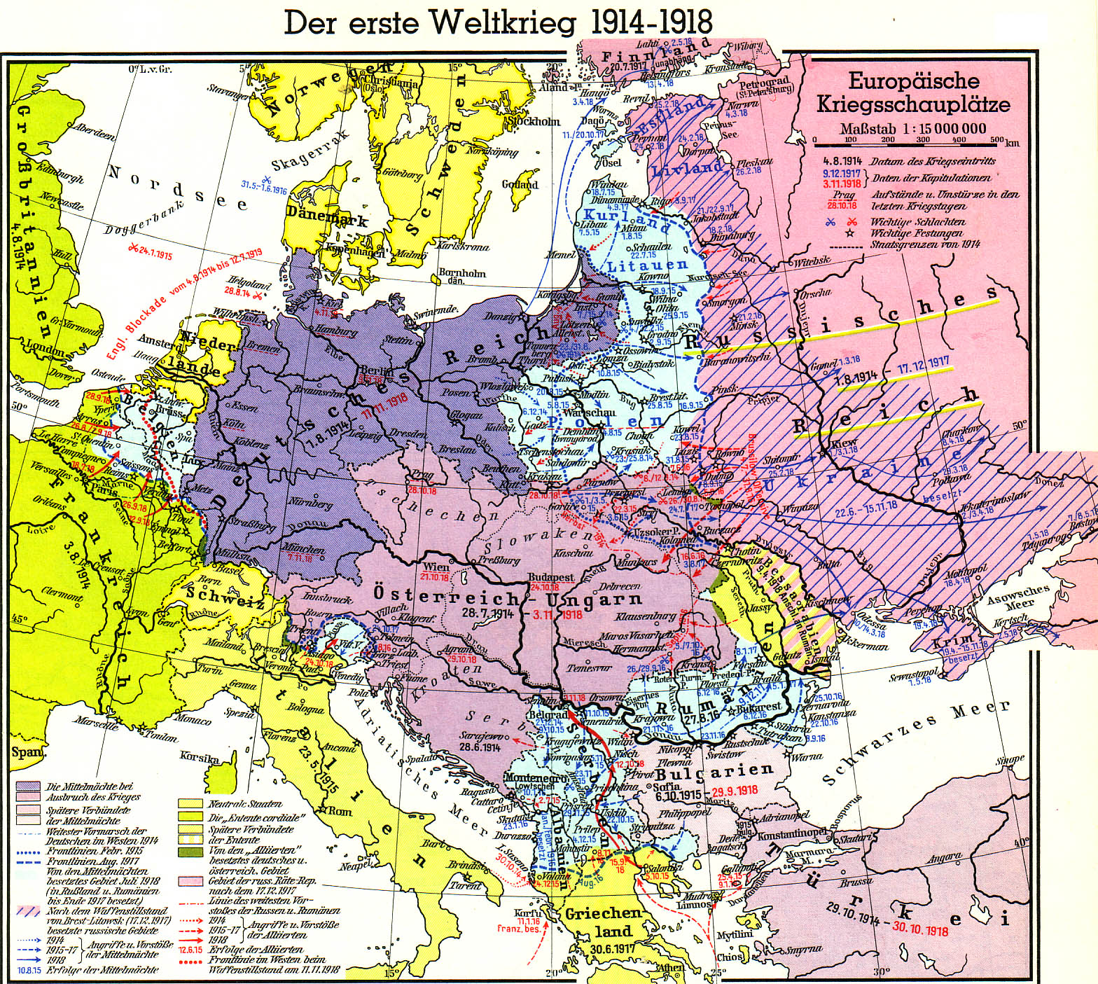 Europäische Kriegsschauplätze 1914 – 1918