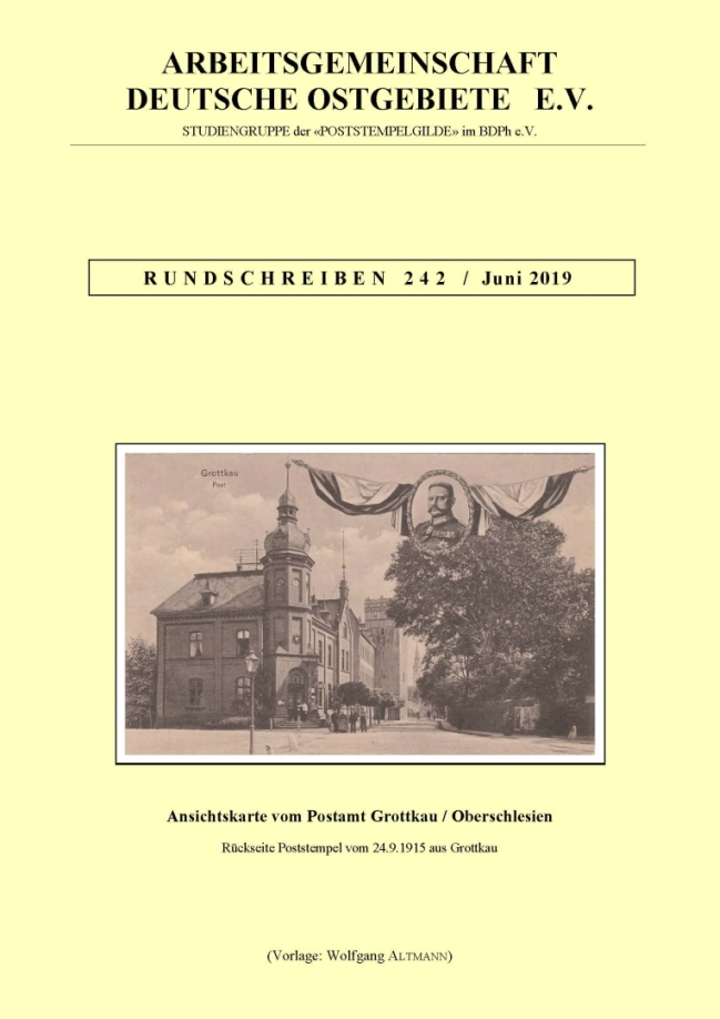 July 2019: Extension of the cooperation with other philatelic associations to the Arbeitsgemeinschaft der Deutschen Ostgebiete e.V., a study group of the postmark guild in the BDPh e.V.